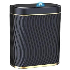 steo spce Automatic Motion Sensor Bathroom Small Trash Can with Lid, 2.6 Gallon Black Touchless Slim Garbage Can, Smart Waterproof Trash Bin for Bedroom, Restroom, Living Room, Office