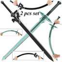 damdos Halloween Prop PU Foam 31.5inch Dark Repulser Kirito Kirigaya Sword Kirigaya Kazuto Halloween Cosplay Yuuki Asuna Black Sword(2pcs/Sets)