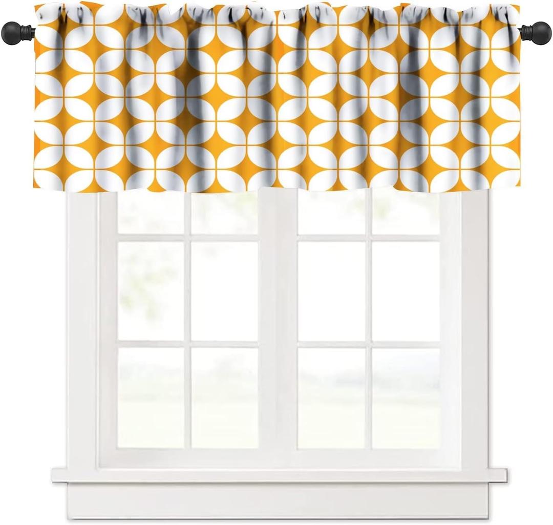 JESTRONRY Abstract Geometric Pattern Window Valance, Modern Mid Century Window Treatment Valances for Bedroom Kitchen Decor with Rod Pocket W54xL18in