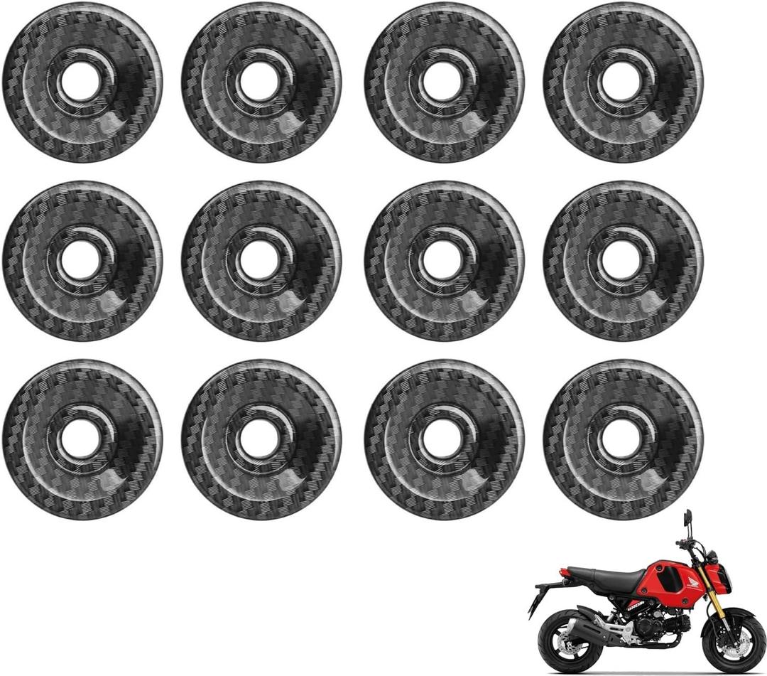 Mokuo Motorcyle Fairing Parts,12Pcs Side Cover Decor Washer in ABS Material Compatible with 2021-2024 Honda Grom Msx 125 SF,Carbon Fibre Color