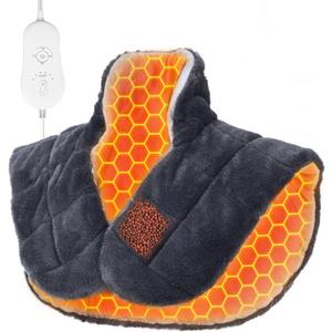 UTK Weighted Heating Pad for Neck and Shoulders and Back, 24"x20" Extra Large Heated Neck Shoulder Wrap, Electric Heating Pad with Auto Shut Off, 6 Heat Settings,Tourmaline Beads, Gift for Mom Women (20*24)