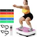 SoftGym Vibration Plate Exercise Machine for Lymphatic Drainage,Power Vibrate Stand Shake Board 450 Lbs Capacity Whole Body Workout Waver with Fitness Resistance Bands Weight Loss Gifts for Women Men