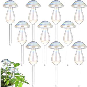 meekoo 10 Pcs Plant Watering Globes Glass Watering Globes for Outdoor Self-Watering Planter Insert Device with Mushroom Rainbow Gradient for Outdoor Indoor Pot Vacation Water Conservation(Mushroom)