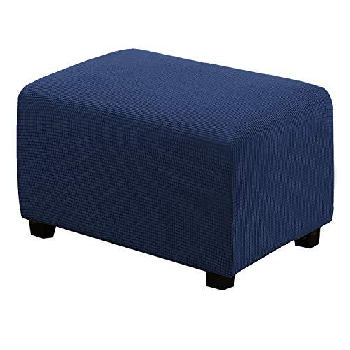 H.VERSAILTEX Ottoman Cover Slipcover Rectangle Fit Length 29"-34" Footrest Sofa Slipcovers Stool Cover Footstool Protector Covers Feature Stretch Thick Soft Jacquard Fabric Removable Washable - Navy