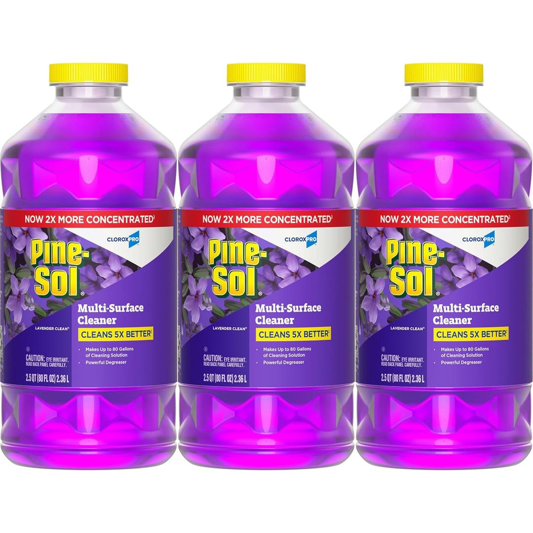 CloroxPro Pine-Sol Multi-Surface Cleaner, All Purpose Cleaner, Lavender Clean, 80 Fluid Ounces, Pack of 3 (Package May Vary)