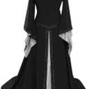 Women Renaissance Wicked Witch Dress Medieval Dress Gothic Victorian Gown Halloween Costume Cosplay Outfits, Medium