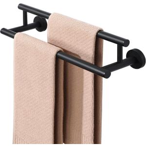 Alise Double Bath Towel Bars Towel Racks for Bathroom Lavatory,Wall Mount Towel Holder SUS304 Stainless Steel Towel Hanger Rail 16 Inch,GYT6902-400-B Matte Black