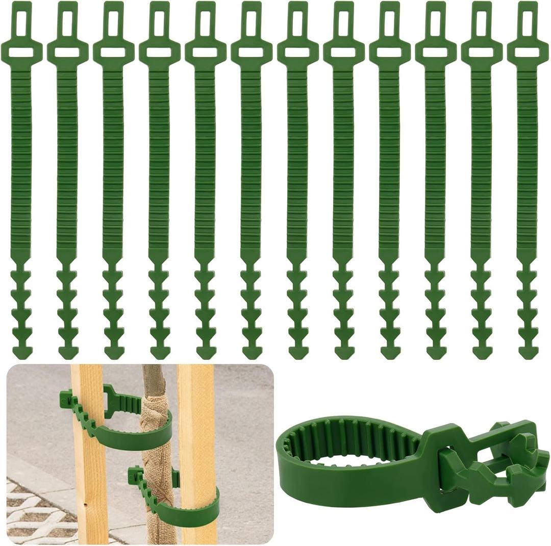 20 Pcs Tree Stake Support Bands Adjustable Tree Plant Ties Reusable Garden Plants Shrub Tree Ties Flexible Tree Support Straps Heavy Duty Adjustable Interlock for Cable Plant, 9.45 Inch, Green