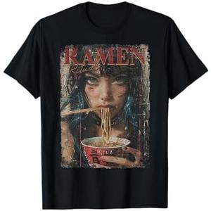 Japanese Ramen Noodles Otaku Y2K Fashion Kawaii Manga Anime T-Shirt L