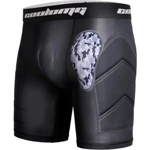 COOLOMG Adult Men Baseball Sliding Shorts with Cup Pocket Protective Padded Sliders Compression Cup Underwear for Football Lacrosse, Medium