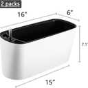 2 Packs 16 Inch Large Rectangular Self Watering Pots for Indoor Plants Window Planter Box Rectangle Planters Plastic Plant Pots Flower Box Windowsill Planter Long Planters for Herb& Vegetable, White