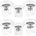 Promoted to Shirts for Family Pregnancy Reveal Boys Girls T-Shirt Baby Announcement Family Matching Tee Tops (White)