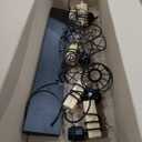 Farmhouse Vanity Light Fixture,5-Light Bathroom Lighting, Black Industrial Wood Wall Light Over Mirror with Metal Shade, LED Bulbs Not Included