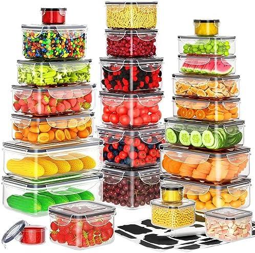Food Storage Containers with Lids Airtight (20 Containers & 20 Lids), Plastic Storage Meal Prep Container-Stackable 100% Leakproof & BPA-Free Organization and Storage Set, Lunch Containers