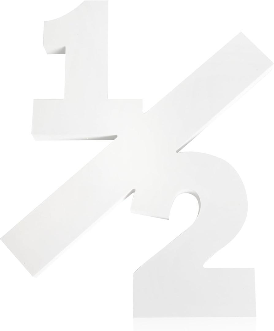 Wooden 1/2 Birthday SignSix Months Party Decor For Babies And Kids Eye-Catching Half Birthday Party Decor Baby Show Photo Prop Cake Smash White Wooden Number Sign