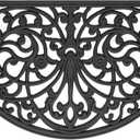 Wrought Iron Rubber Door Mat, Ironworks - 18 Inch Width, 30 Inch Length - Durable, Easy to Clean & Decorative Outdoor Welcome Mats - Heavy Duty for All Weather - Doormat Traps Dirt, Debris, & Mud