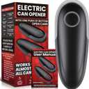 One Touch Electric Can Opener Fits All Can Sizes, Electric Can Openers for Kitchen Food Safe with Smooth Edge, Kitchen Gadgets Battery Operated Can Openers for Seniors, Arthritis and Chef Black+Grey