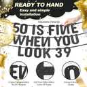 50 is Fine When You Look 39 Pre-Strung Banner for 50th Birthday Decorations Black