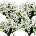 Grunyia 10 Bundles Artificial Flowers Outdoor UV Resistant Fake Plants Indoor Outside Hanging Planter Home Garden Decor (White-daffodil)