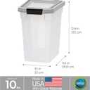 IRIS USA Airtight Dog Food Storage Container, WeatherPro, Up to 10 lbs, for Dog Cat Bird and Other Pet Food Storage Bin, Keep Fresh, Translucent Body, Made in USA, Clear/Gray