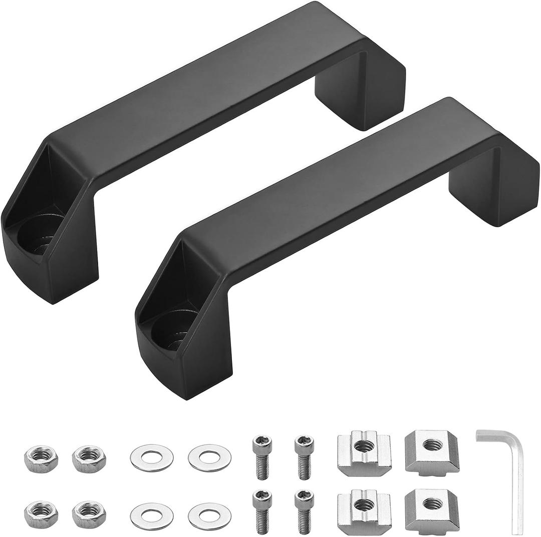 JiGiU Aluminum Handle Aluminium Alloy Rectangular Industrial Pull Handle for European Standard Aluminum Extrusion Profile -Black (2, 3030)
