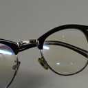 Blue Light Blocking Glasses Vintage Half Frame UV Clear Lens Anti Eyestrain Computer Gaming Glasses for Women Men (A01-matte Black Silver Frame)