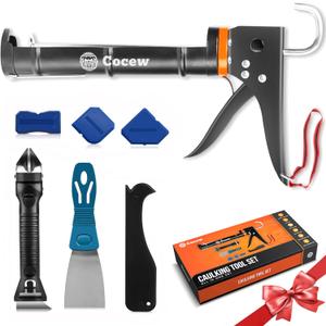 Caulk Gun Kit, Smooth Silicone Caulking Gun and Caulk Remover Tool, Sealant Finishing Tool Grout Scraper for Kitchen Bathroom Window Sink Joint, All in One with Gift Box