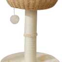 SHENGOCASE Cat Tree Tower with Rattan Wicker Basket, Handwoven Large Nest Basket Bed, Window Perch for Large Cats up to 20LBS
