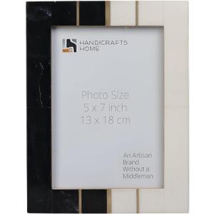 Handicrafts Home 5x7 Picture Frame Black & White Handmade Resin Inlay Photo Frame for Tabletop & Wall, Photo Frame for Living Room Office, Home Decor, Pre Wedding, Family Picture - Handmade Gift (WEST-COAST-VENTURA)