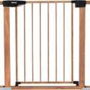 BABELIO Mom's Choice Award Winner-BABELIO 26-40" Metal Baby Gate with Wood Pattern, Press Guard C5 Easy Install Pressure Mounted Dog Gate for Stairs and Doorways, with Wall Protectors and Extension Kits