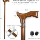 Wooden Walking Cane, 36 Inch Natural Solid Wood Cane for Men and Women, Handcrafted Walking Stick for Seniors, Ergonomic Grip for Balance and Stability