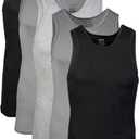 Gildan Men's A-shirt Tanks, Multipack, Style G1104, Grey/ Black (5 Pack), Large