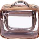 SANHECUN traveling toiletry case clear cosmetics case makeup bag Dimensions | LxWxH:10 x 4.5 x 7.5(Brown, Medium)