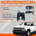 FULL LED DRL Projector Headlight Compatible with 2016-2018 Chevy Silverado1500/2019 Silverado 1500 LD Front Light Headlamp Assembly Chrome Left Driver Side #84292720,GM2502452