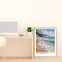 sea Abstract Wall Art Oak Wood Beach Frame Wall Art, 8X10 inch Spanish Retro Travel City Poster Canvas Print, Classic City Landmark, Suitable Bedroom for Living Room