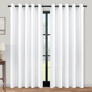 KOUFALL White Curtains for Living Room,84 Inches Long Room Darkening Extra 72 Inch Wide Semi Blackout Grommet Thermal Insulated Bedroom Curtains Drapes 84 Inch Length 2 Panels Set