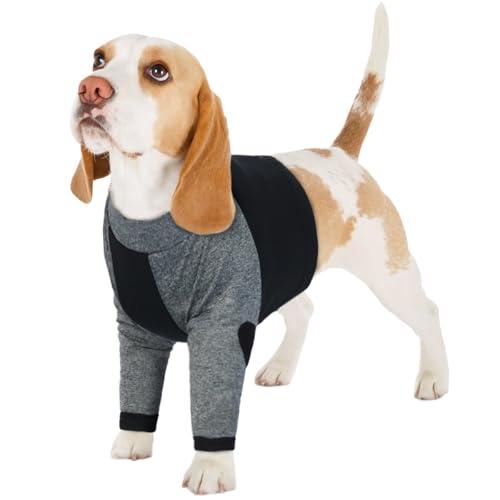 LeLePet Dog Recovery Suit for Front Legs, Dog Sleeve to Stop Licking, Elbow Protector for Leg Injuries Shoulder Wounds After Surgery Male Female,Zippered Long-Sleeved Shirt Cone Alternative(S)