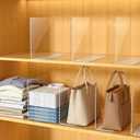 Purse Organizer for Closet Shelf Dividers - 10" Tall X 12" Deep Clear Acrylic Shelf Dividers for Closet Organization - Free-Standing Adhesive Design for Wood & Wire Shelves Bedroom Kitchen 4 Pack