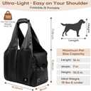 Dog Purse Carrier for Small Dogs, Cats, and Puppies Soft-Sided Travel Pet Tote Bag with 4 Large Pockets, Foldable, Lightweight, Fits Pets up to 15 lbs, for Travel, Outings (Black)