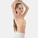 SALIA GIRL Training Bra for Girls 10-16 with Fixed Padding, Girls Bras for Teens Cami Bra with Replaceable Clear Straps (2p-nude)