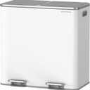 SONGMICS Trash Can, 2 x 10.6 Gallon (2 x 40 L) Garbage Can for Kitchen, with 15 Trash Bags, 2 Compartments, Plastic Inner Buckets and Hinged Lids, Airtight, White and Gray ULTB730W80