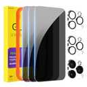 PEHAEL 3+3 Pack for iPhone 16 Pro Privacy Screen Protector with Camera Lens Protector Full Coverage Anti-Spy Tempered Glass Film 9H Hardness Easy Installation Bubble Free [6.3 inch]