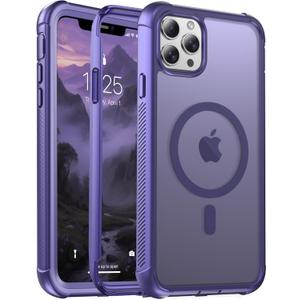 Magnetic for iPhone 11 Pro Max Case, [Compatible with MagSafe][Military Grade Drop Protection][Heavy Duty Protection][Non-Slip][Shockproof] 2-Layer Durable Bumper Phone Case 6.5''-Dark Purple