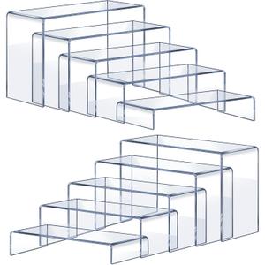 OVNTHYK Acrylic Risers 10 Pcs (2 Sets) Large Display Risers, Clear Perfume Organizer Stands for Figures, Jewelry, Decorations, Cupcakes & Dessert Table Display