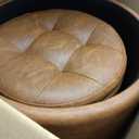 Leather Storage Ottoman Round, Foot Stool with Storage for Living Room, 14.8"D x 14.8"W x 17.3"H