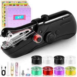 Berteen Handheld Sewing Machine, Mini Electric Sewing Machine for Beginners Adult, Quick Sewing Kit Hand Sewing Machines, Hand Stitching Machine Fast Stitch Suitable for DIY Home Travel