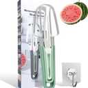 Watermelon Cutter Slicer Tool, 3-in-1 Stainless Steel Watermelon Fork Slicer and Popsicle Cuter with Clear Wall Hook, Portable Fruit Cutter Set for Home, Kitchen and Camping