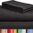 LuxClub 6 PC Queen Sheet Set, Breathable Luxury Bed Sheets, Deep Pockets 18" Wrinkle Free Cooling Sheets Machine Washable Hotel Bedding Silky Soft - Black Queen