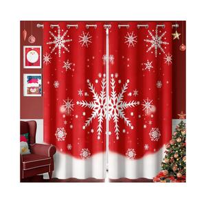 Snowflake Christmas Curtains Living Room 52 x 84 inch, 2 Panels, Grommet Printed Fabric Decorations Blackout Curtains, Thermal Insulated Holiday Red Window Drapes Panel for Kid Room, and Indoor