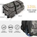 120L 3 Wheel Tactical Rolling Duffle Bag, Heavy Duty Military Deployment Luggage, 900D Waterproof Duffel for Camping Travel Outdoor Sports, Large